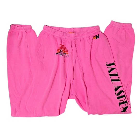 Aviator Nation Sweatpants Jazz Aspen Snowmass 2025 Large Unisex Neon Pink 💕 - Picture 1 of 7